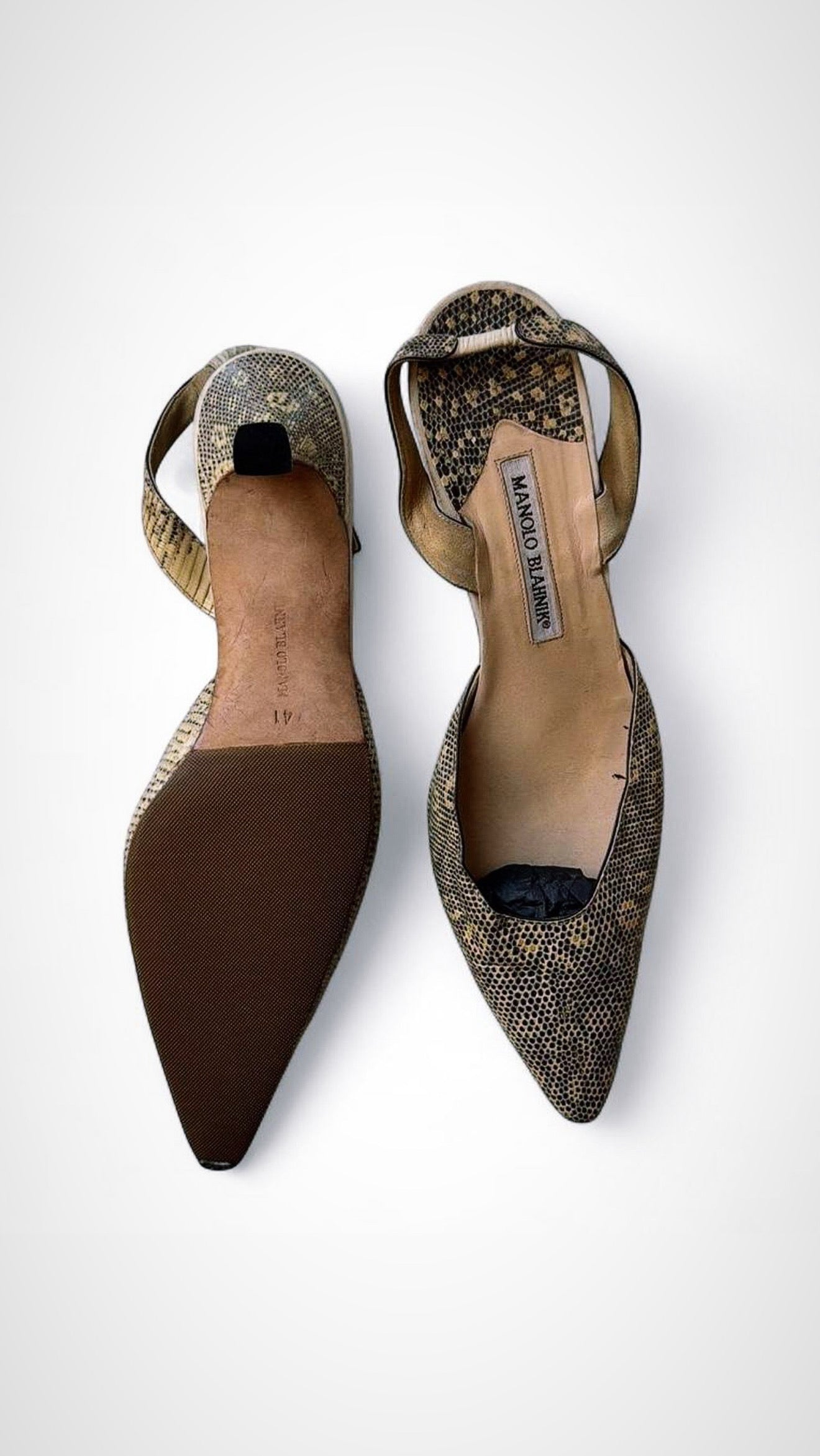 Manolo Blahnik Snakeskin Kitten Heel