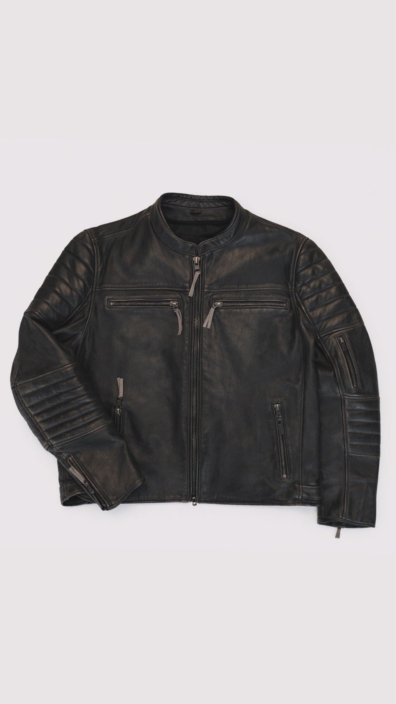 1990s Leather Padded Motto Jacket