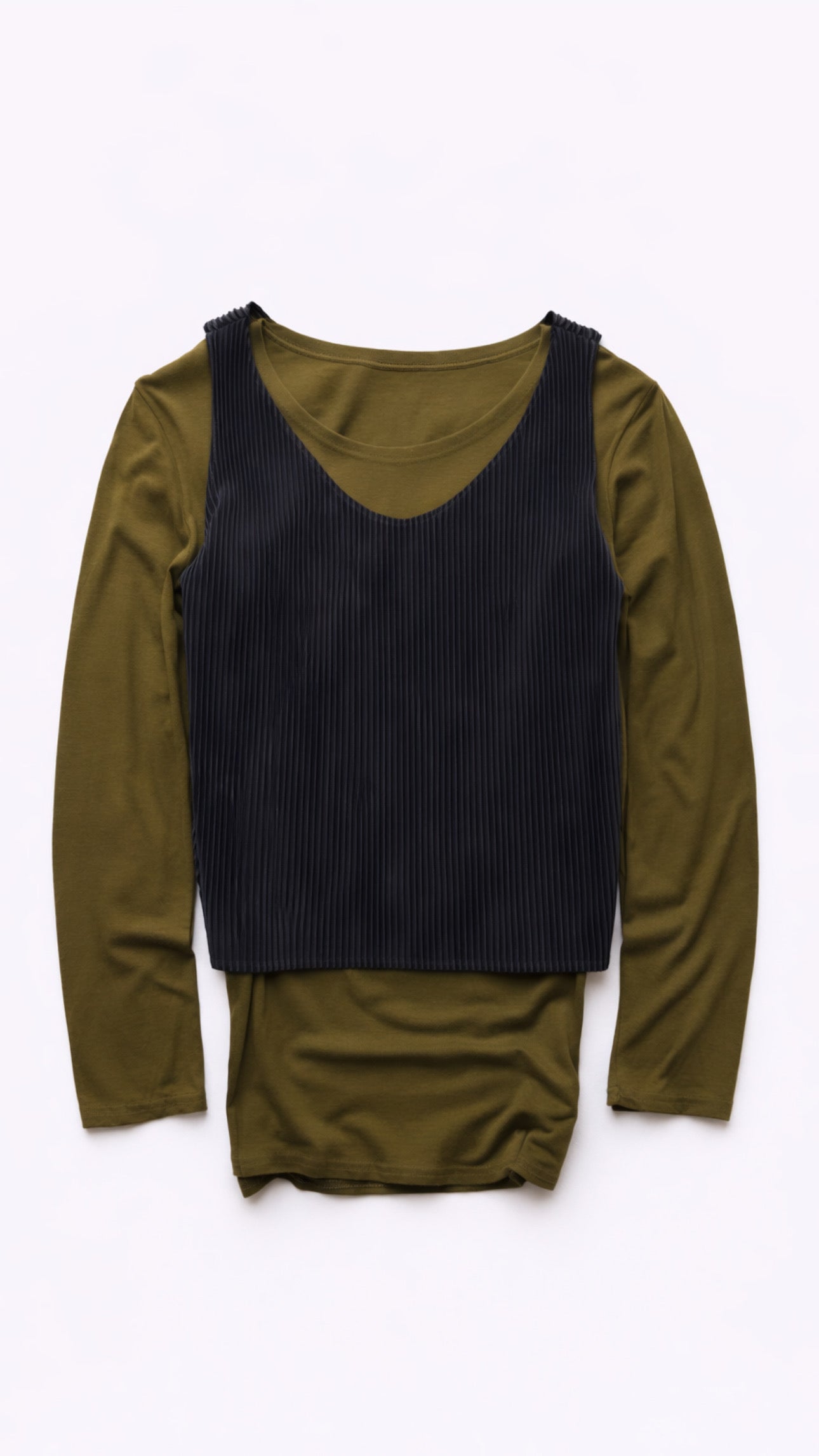 Layered Pleated Long Sleeve Tee