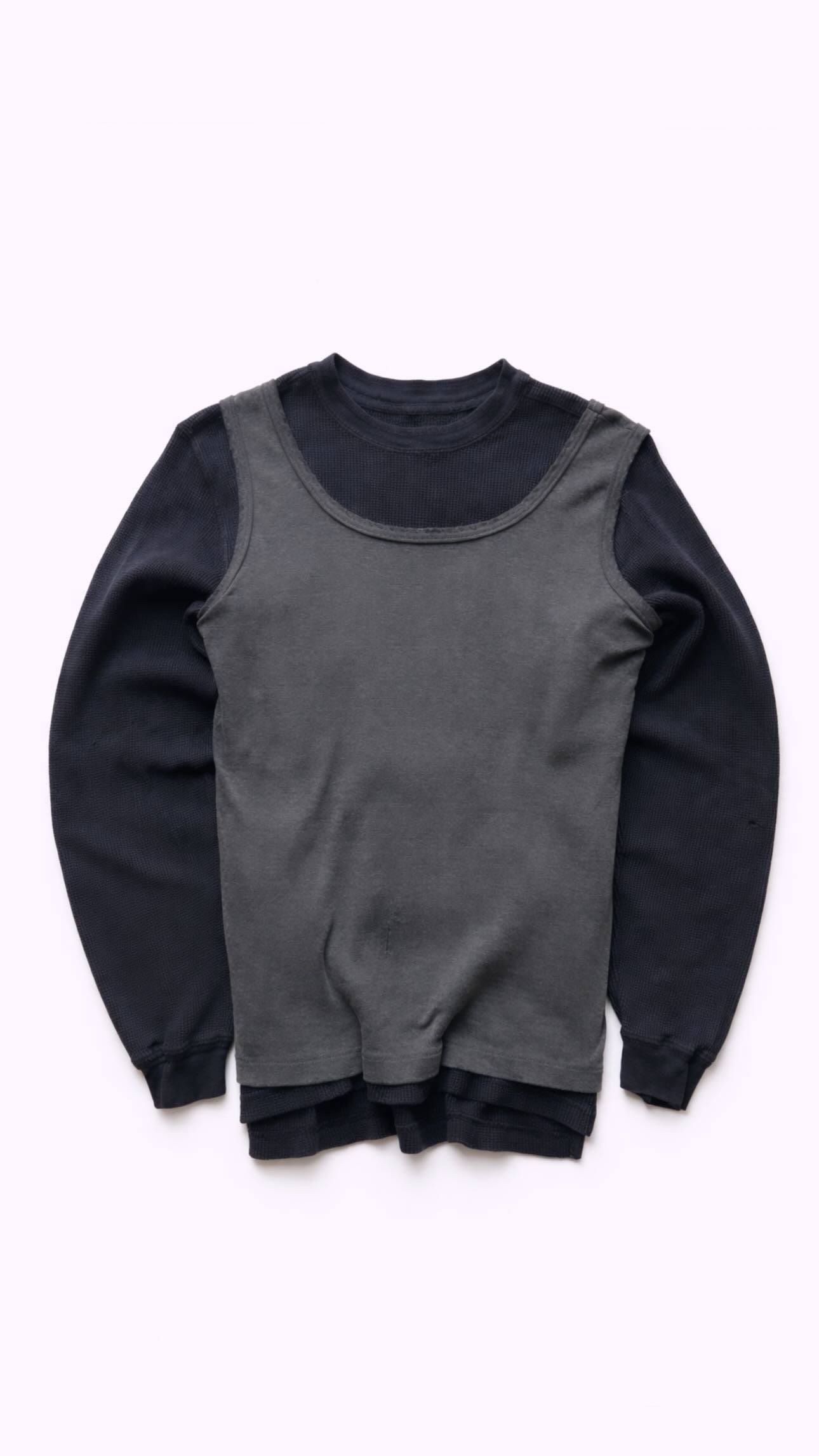 Faded Black Thermal Layered Tank Top