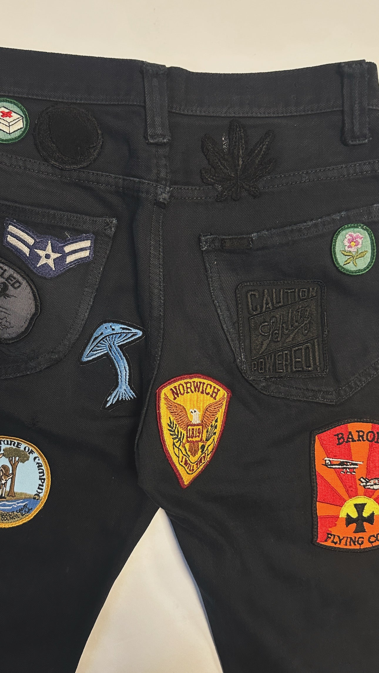 1970s Lee Riders Over Dyed Patched Jeans