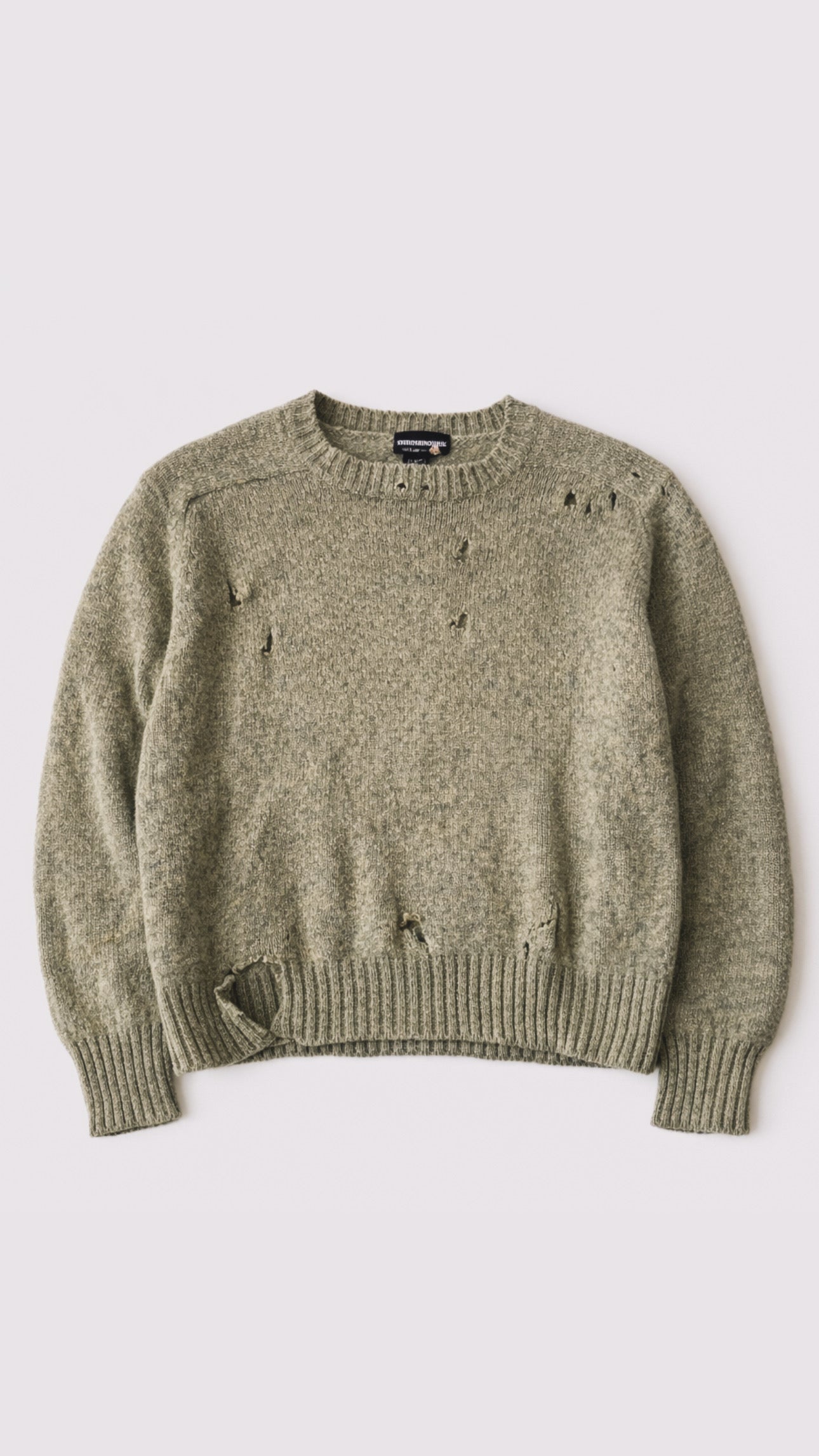 1980s Thrashed Grey Wool Sweater