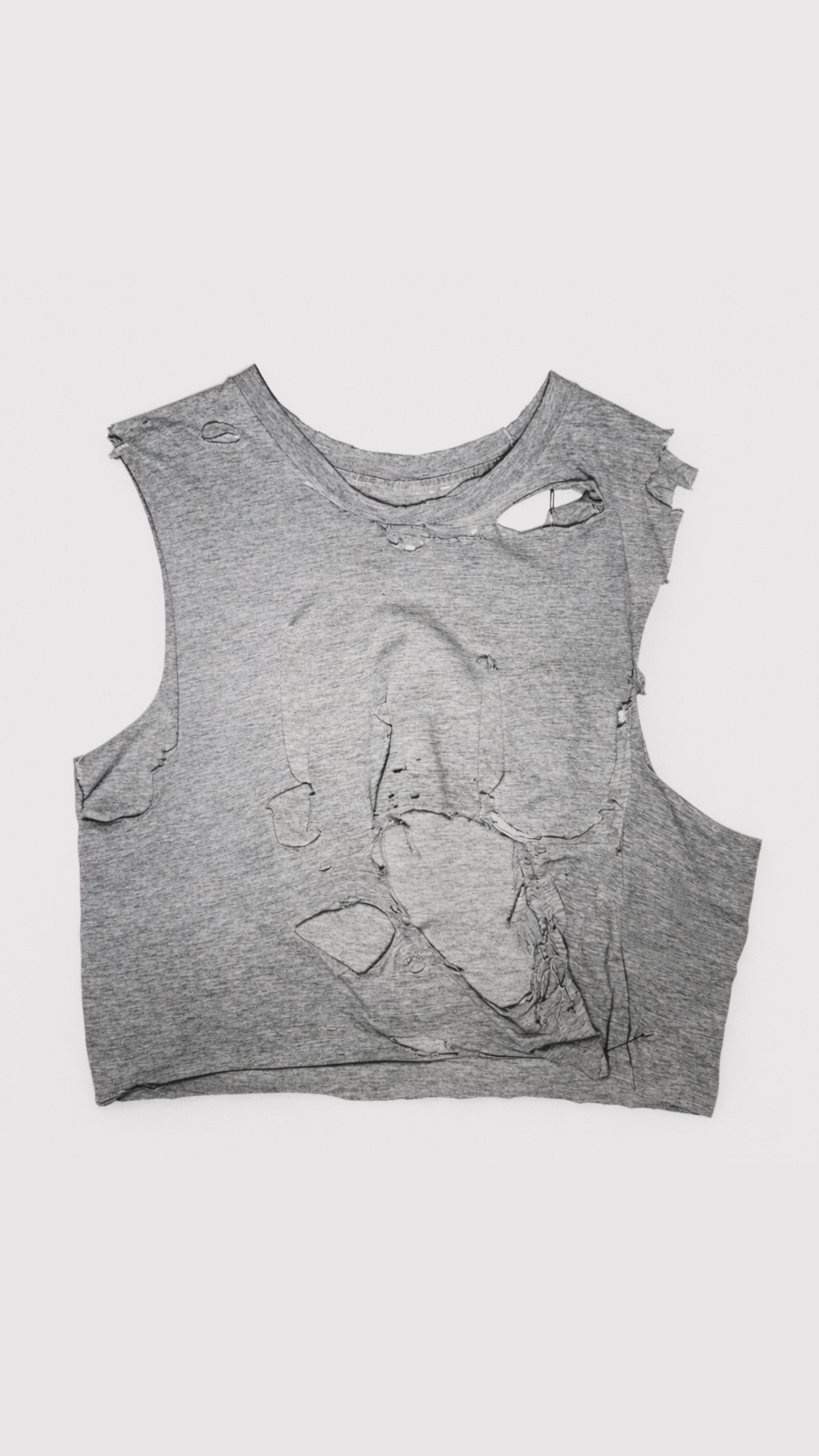 1970s Destroyed Grey Cut Off Tee